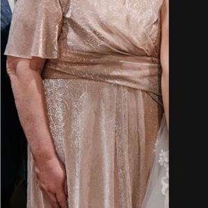 Adriana Papell rose gold mother of the bride evening gown